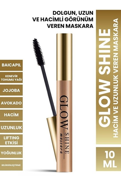 GLOWSHINE GLOW SHINE Hacim ve Uzunluk Veren Baicapil İçeren Besleyici Maskara 10 ml
