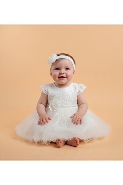 MİNİMONY 0-24 Years Old Baby Girl Children's Lace Evening Dress with Sleeves