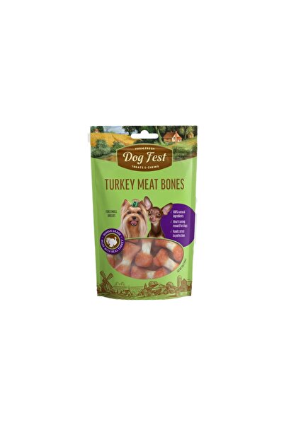 Dog Fest دوغ فيست مكافات للكلاب من السلالات الصغيرة على شكل عظام بالديك الرومي 55g