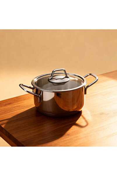 Güral Porselen Güral 18 cm Paslanmaz Çelik Derin Tencere Metal Kulp