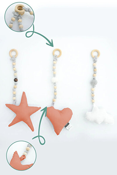 mordesign Bebekler Için 3 Adet Montessori Oyuncak, Handmade Çıngırak Oyuncak,...