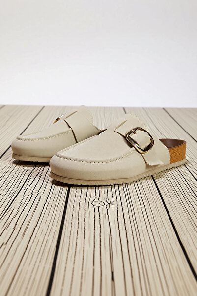 BENERLY Women's Square Toe Flat Heel Belt Buckle Sabo Slippers Functional Dur...