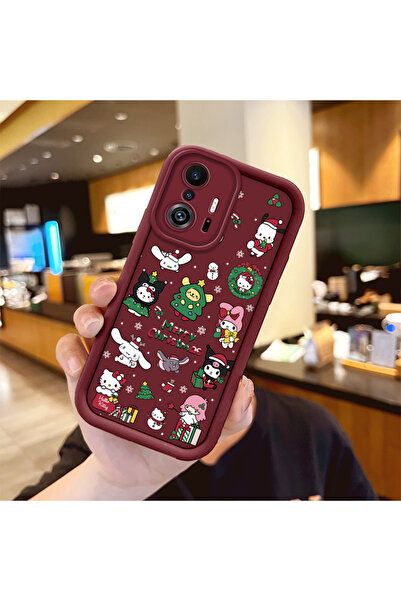 ucuc Xiaomi Mi 11T Pro/Mi 11T Uyumlu Noel Festivali Desen Bordo Silikon Anti ...