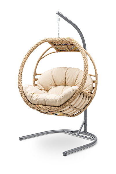 Gardemo Bergama Tekli Rattan Salıncak Dış Mekan Bahçe Balkon Ve Teras Salıncağı
