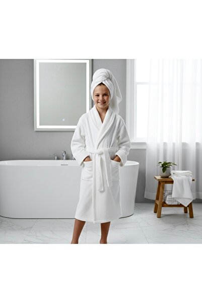 La Elour Triga Kumaş Çocuk Bornozu 10-12 Yaş