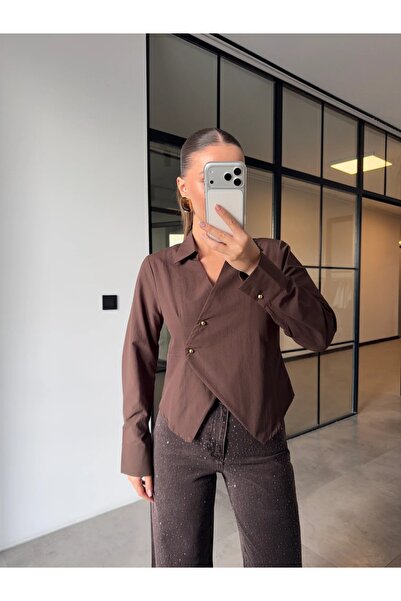 BB Bensu Buyruk CĂMĂȘI cu două rânduri de nasturi POPLIN CU ACCESORII AURII