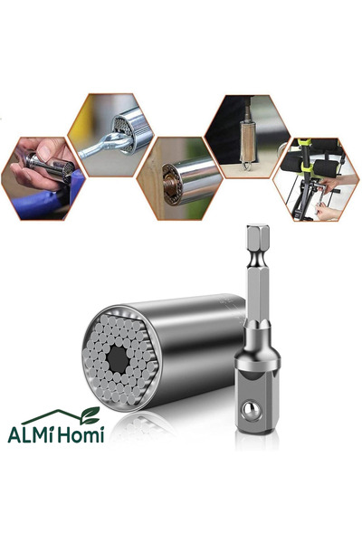 almihomi مفتاح ربط عالمي مزود بذراع تمديد بسقاطة ومحول مثقاب كهربائي، قابل لل...