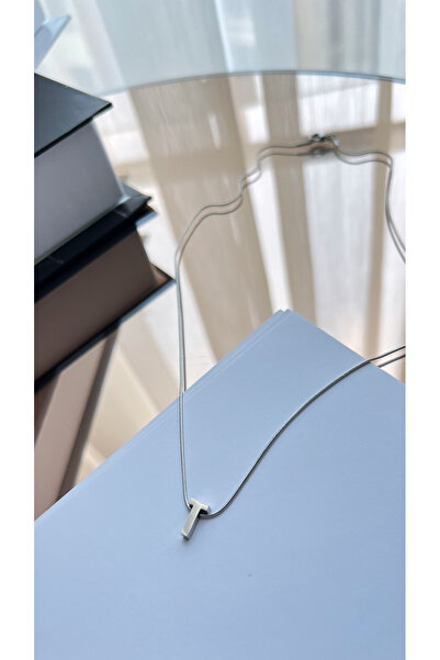 STİL NOKTA Çelik T Harfli Kolye Gümüş Renkli Kararma Yapmaz