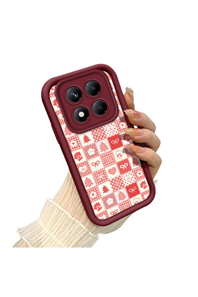 ucuc جراب مضاد للسقوط من السيليكون باللون العنابي بنمط عيد الميلاد متوافق مع ...