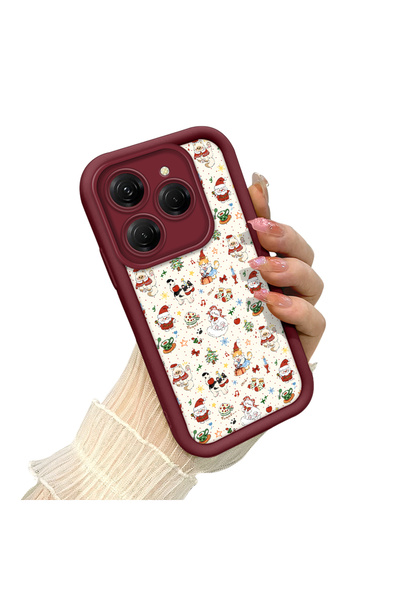 ucuc حافظة تكنو سبارك 20 برو 4G متوافقة مع نمط عيد الميلاد باللون الأحمر الدا...