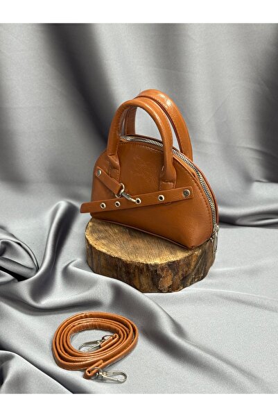 BENAHOLL Geantă de damă Solvia cu fermoar, ovală, mini geantă de mână și de umăr-DN0001 maro