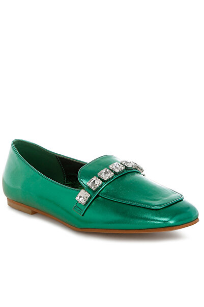 london Rag حذاء نسائي بدون كعب مزين بأحجار الراين المعدنية باللون الأخضر