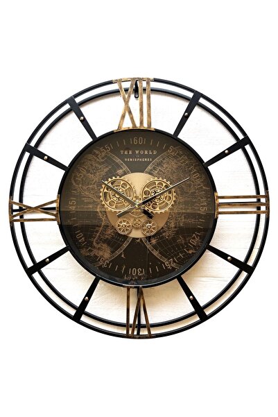 Twinkle Duvar Saati Siyah-Gold 80x80 Cm TW-10027