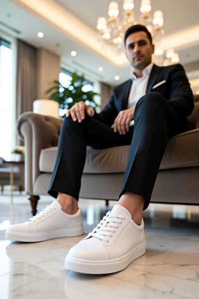 BENERLY Men's Lace-Up Low-Top Standard Fit Leather Sneaker Functional Durable...