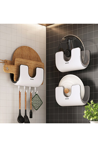 EHOME حامل أغطية الأواني المثبت على الحائط منظم أغطية الأواني الثقيلة، رف لوح...