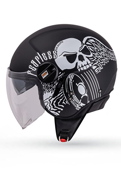 Origine Alpha Fearless Mat Siyah-Beyaz Güneş Vizörlü Kask