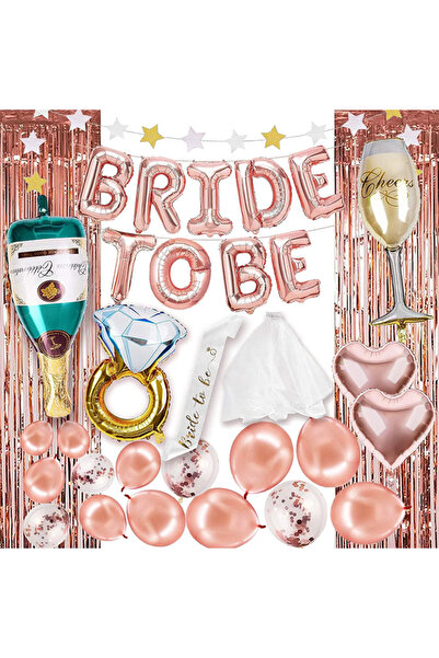 Generic Bachelorette Party Decorations Rose Gold Bridal Shower Party Kit Bride to be Foil Balloons Set
