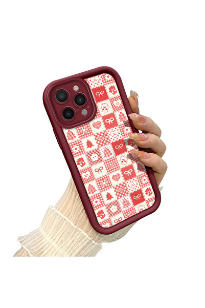 ucuc حافظة مضادة للسقوط من السيليكون باللون العنابي بنمط عيد الميلاد متوافقة ...