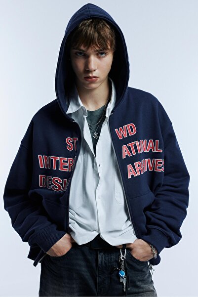 Pull & Bear Fermuarlı kapüşonlu STWD sweatshirt