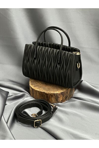 BENAHOLL حقيبة يد نسائية ماريس بنمط محبوك يومي مع حزام لليد والكتف - TA0009 أسود