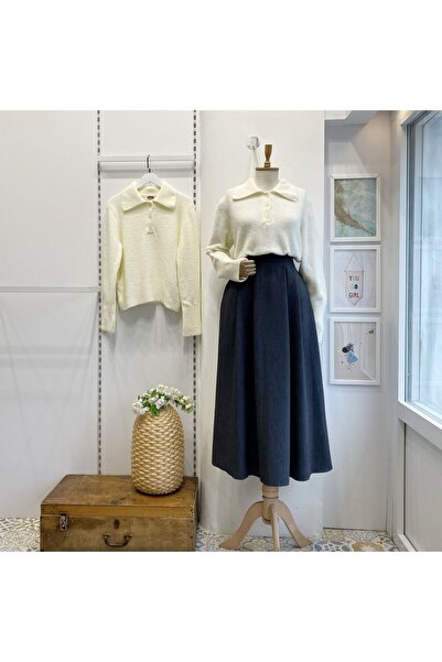 Faya Boutique Antrasit İki Pileli Crep Etek