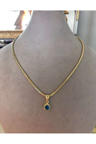 emy by emel luxury silver jewelry Altın Kaplama Nazar Boncuklu Yılan Zincir K...