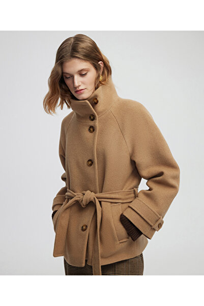 İpekyol Kuşaklı yün içerikli kaban