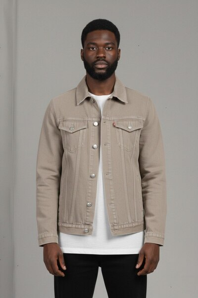 WKM جاكيت جينز رجالي بقصة مريحة وجيوب مزدوجة