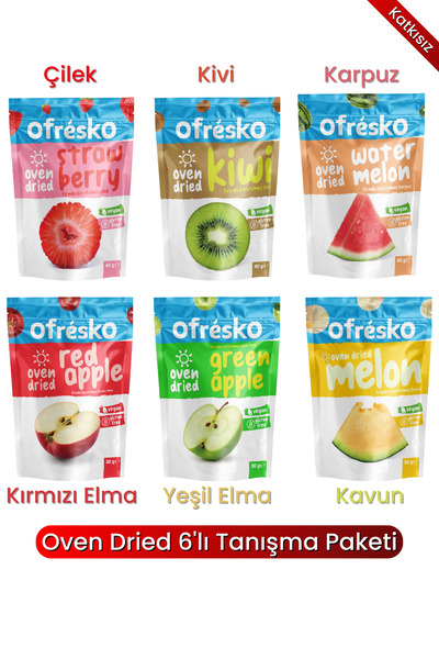 Ofrésko 6'lı Oven Dried Kuru Meyve Cipsi Paketi - Katkısız & İlave Şekersiz -...