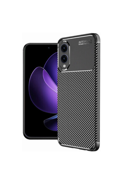 NewFace حافظة سامسونج جالاكسي S25 ايدج ذات غطاء كربوني بتركيز تلقائي - أسود