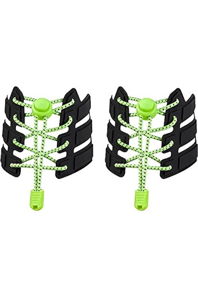 Sarphia Store Reflective Elastic Shoelaces NO TOUCH with Metal Capsule, Round, Green