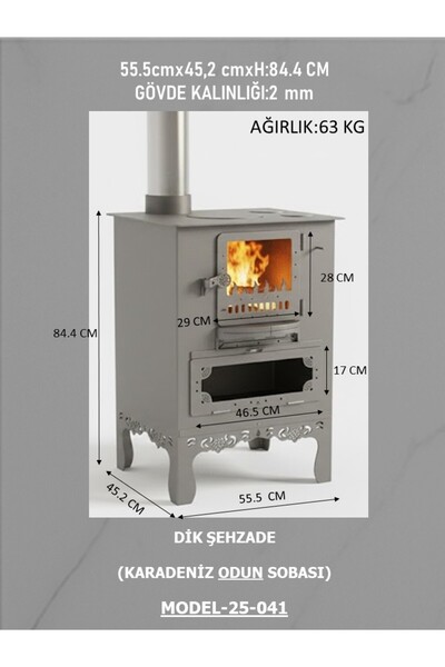 EXİTMODEL ŞEHZADE DİK -KARADENİZ KUZİNESİ-ODUN SOBASI FIRINLI BUYUK BOY