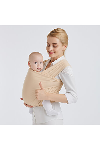 OEM Knotted baby carrier, ergonomic, breathable fabric, beige, size M