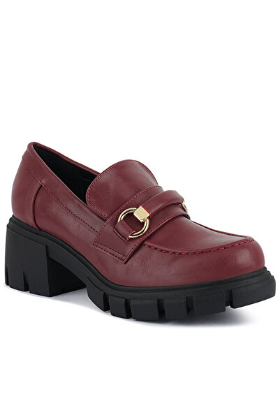 london Rag Women Burgundy Chunky Platform Loafers