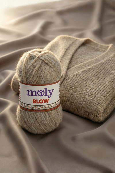 Moly Blow Tüylü Örgü İpi 100gr - [Color No: 102] - Yumuşak Melanj Dokulu Kaza...
