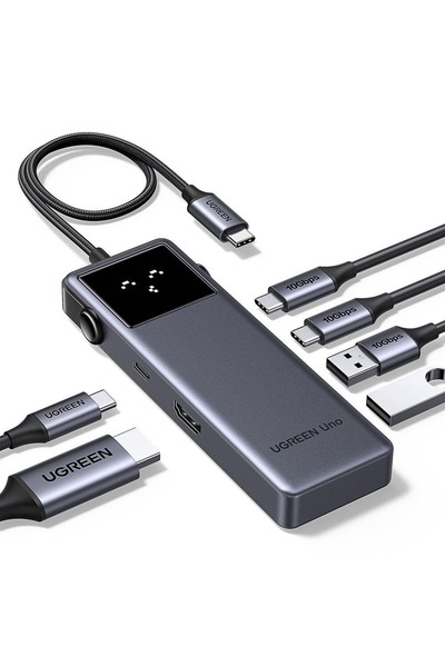 Ugreen موزع USB-C سداسي في واحد من أونو، مزود بمنفذي USB-A 3.2 ومنفذي USB-C 3...
