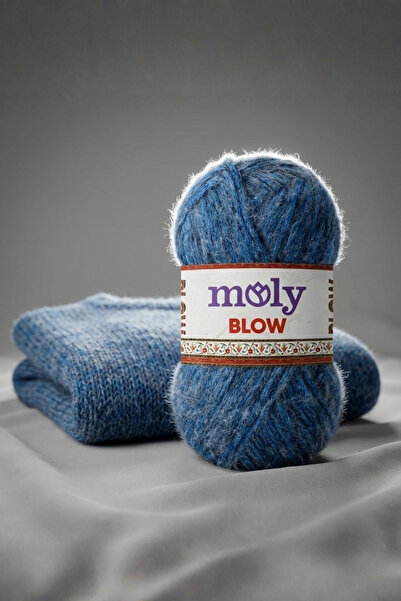 Moly Blow Tüylü Örgü İpi 100gr - [Color No: 129] - Yumuşak Melanj Dokulu Kaza...