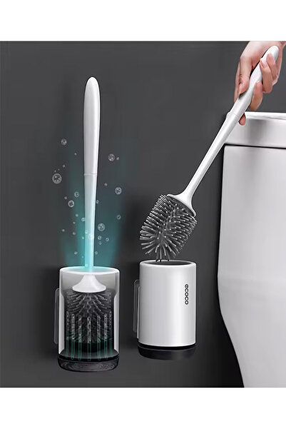 EHOME طقم فرشاة المرحاض وحاملها - فرشاة سيليكون مع حامل جيد التهوية للحمام - ...