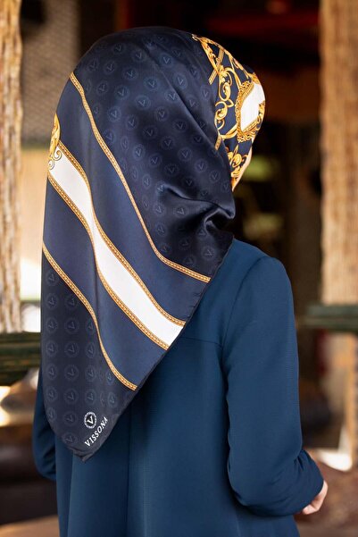 Vissona Eșarfă 100% din mătase twill, cu monogramă și model baroc, culoare in...