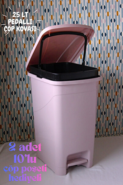 ŞATİ HOME 25 Litre Pedallı İç kovalı Slim Çöp Kovası, Mutfak/Ofis/Banyo Çöp K...