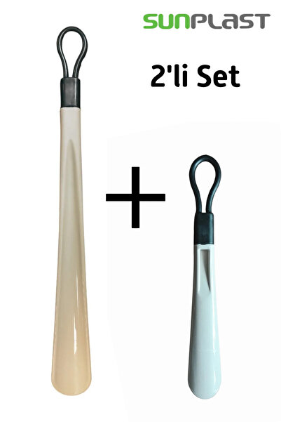 Sunplast 2'li Set 42 cm & 27 cm Sert Plastik Ayakkabı Çekeceği Kerata Ayakkab...