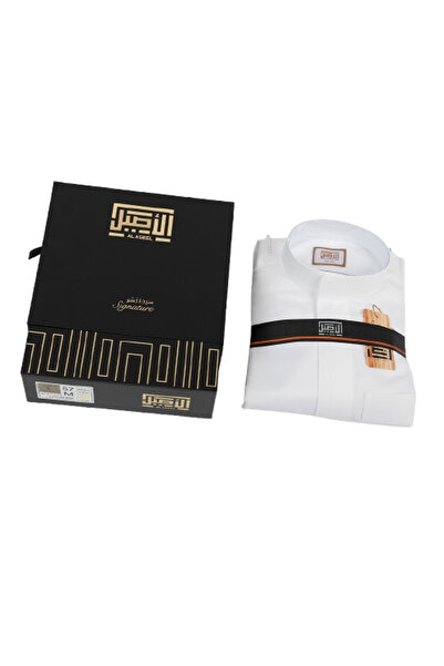 alas eel الأصيل | ثوب رسمي رجالي - سحاب أمامي – ياقة حلق – أكمام سادة- طول 55