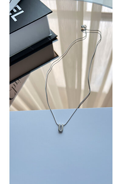 STİL NOKTA Çelik U Harfli Kolye Gümüş Renkli Kararma Yapmaz