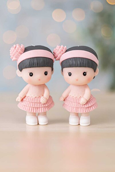 Şirin 2 li Mini Kız Figürü Dekoratif Biblo Seti (5 cm)