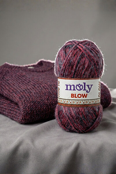 Moly Blow Tüylü Örgü İpi 100gr - [Color No: 126] - Yumuşak Melanj Dokulu Kazak ve Hırka İpi