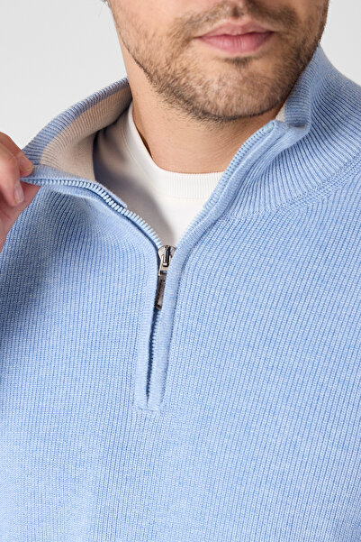 Frappoli Pulover Monica pentru băieți, albastru, Selenik, tricotat, cu jumătate de fermoar, guler ridicat Regular Fit