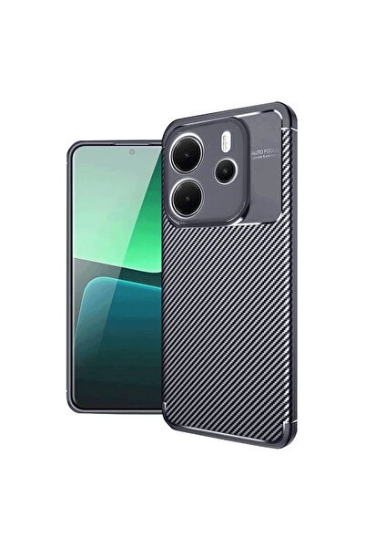 NewFace حافظة هاتف Xiaomi Redmi Note 14 4G بتصميم كربوني بتركيز تلقائي - أزرق...