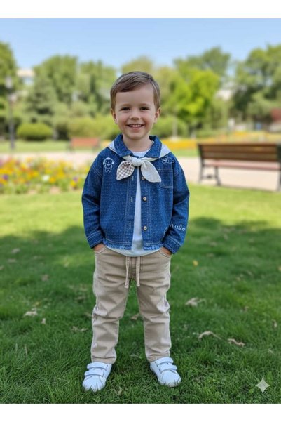 COCOSISS Fularlı Denim Gömlek 3'lü Erkek Çocuk Takım