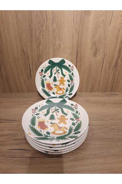 Keramika New Year Cake Plate 20 cm 6 Pieces New Year / New Year's Eve Themed