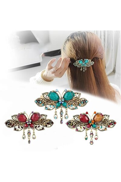 Arabest 3 Piece bohemian retro style butterfly hairpin,alloys resin multicolor ladies hair accessories